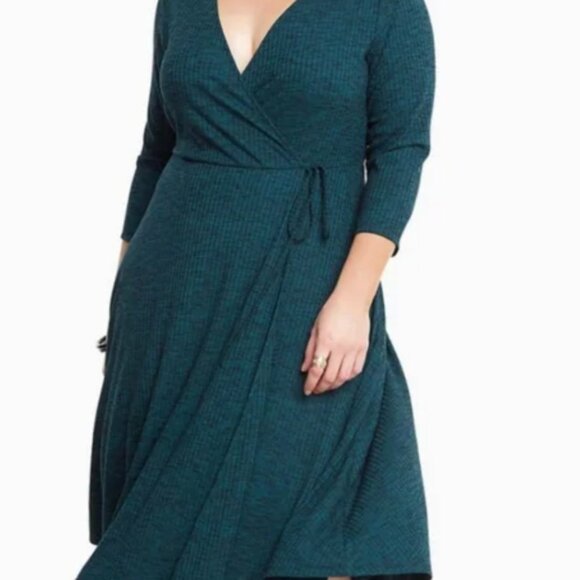 Torrid Ribbed Knit Surplice Wrap Midi Dress - Picture 8 of 8